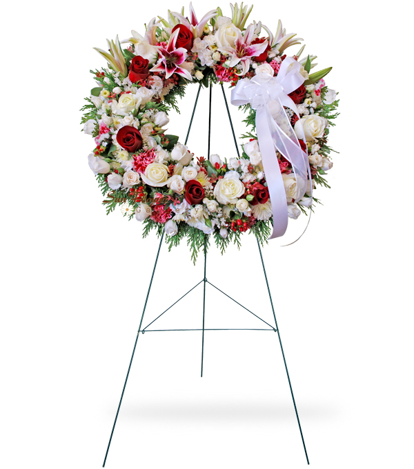 Red And White Sympathy Wreath