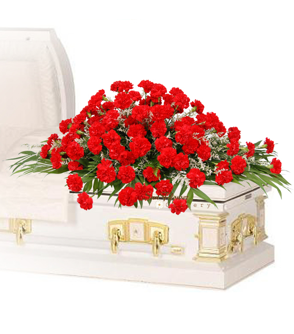 Red Carnation Casket Spray Deluxe