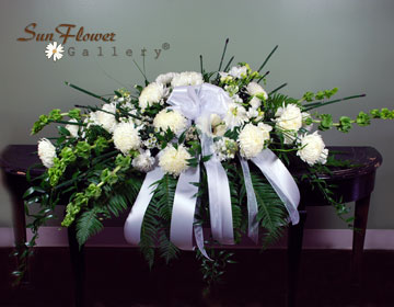 White And Green Casket Spray